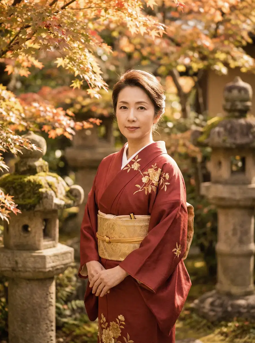 一位身穿暗红色和服的优雅 里番在线_里番在线官方入口|今日热点里番在线影院合集 在日式庭院中
