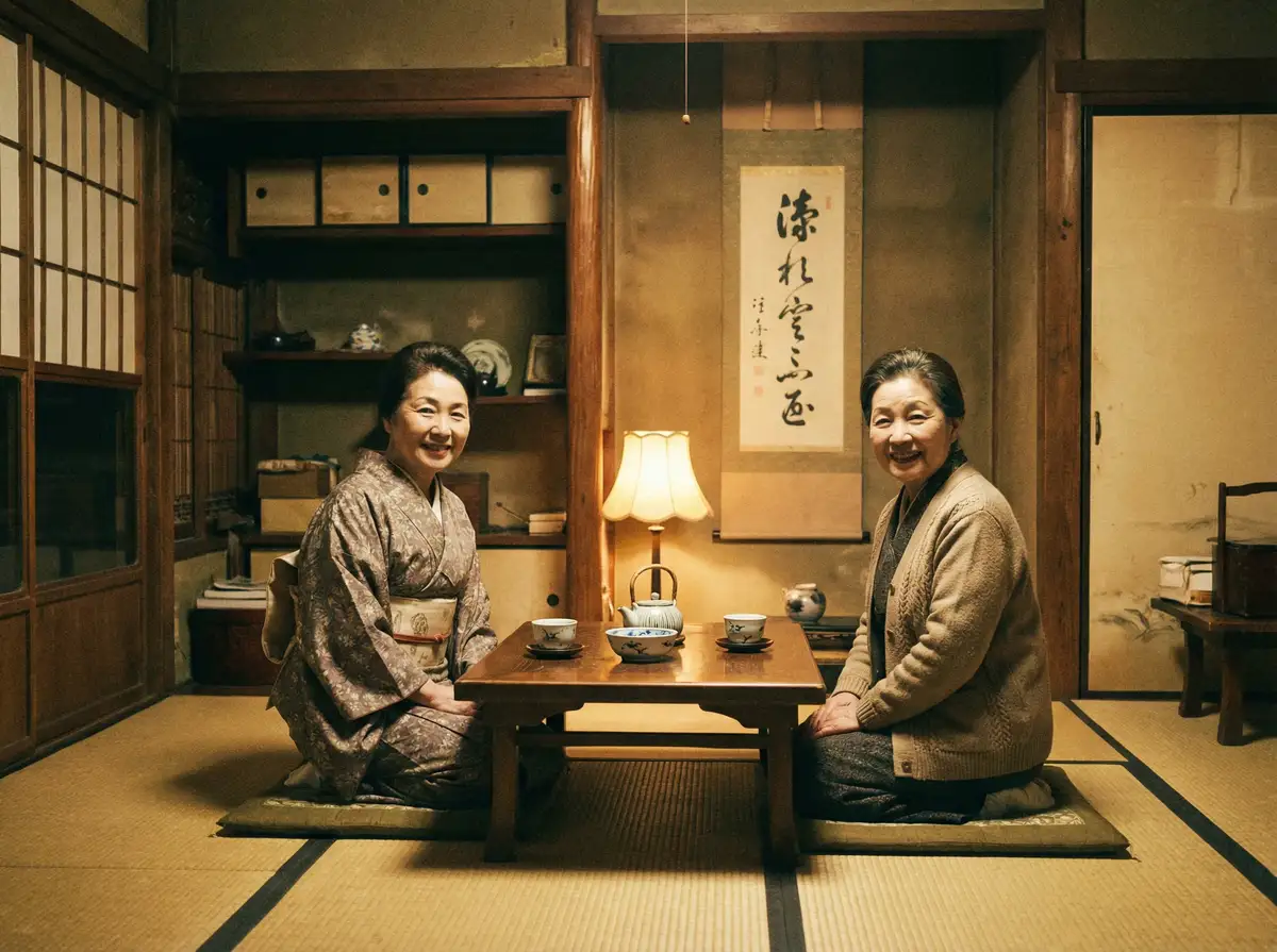 两位优雅的 里番在线_里番在线官方入口|今日热点里番在线影院合集 在日式茶室中品茶交谈